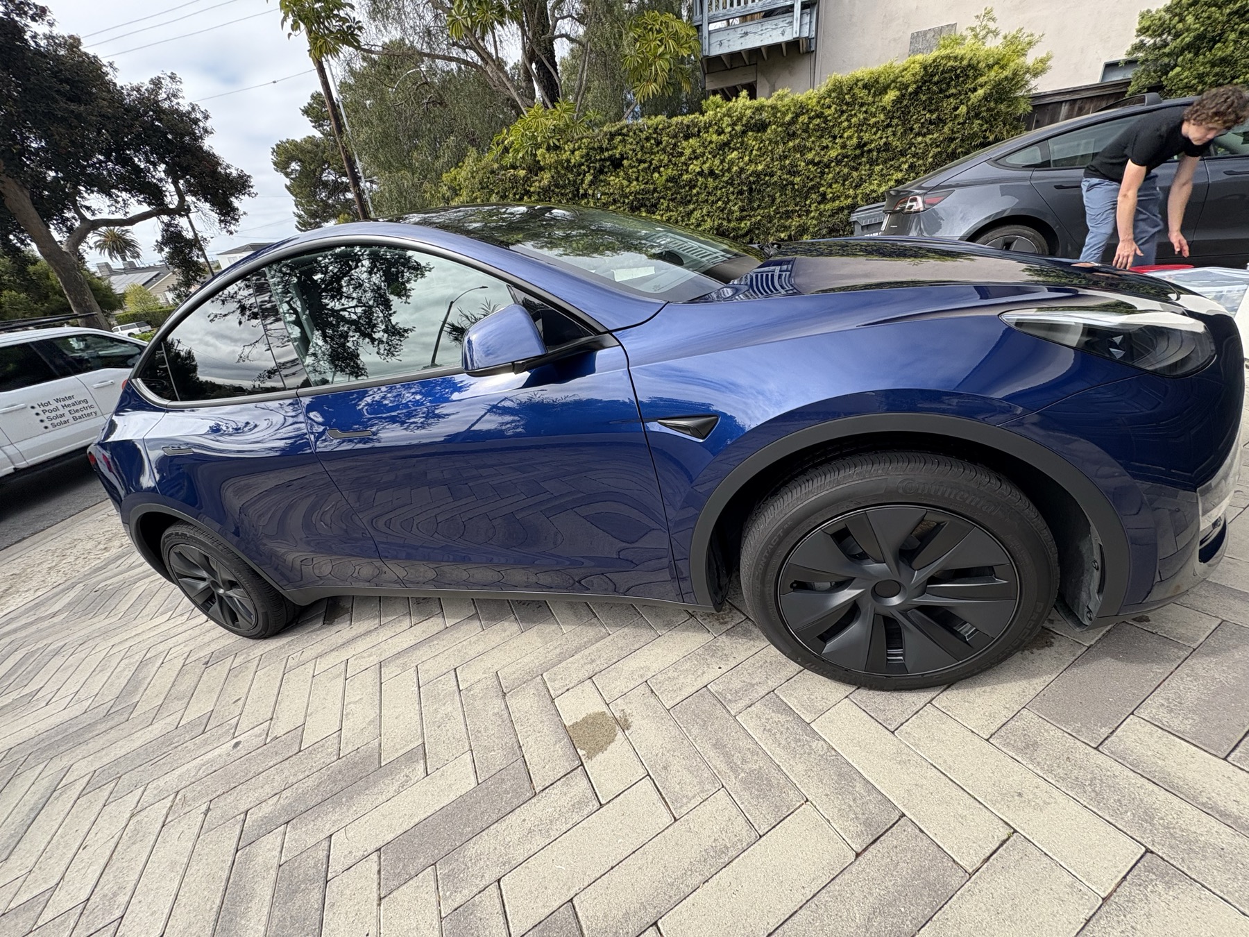 Blue Tesla after mobile detailing service